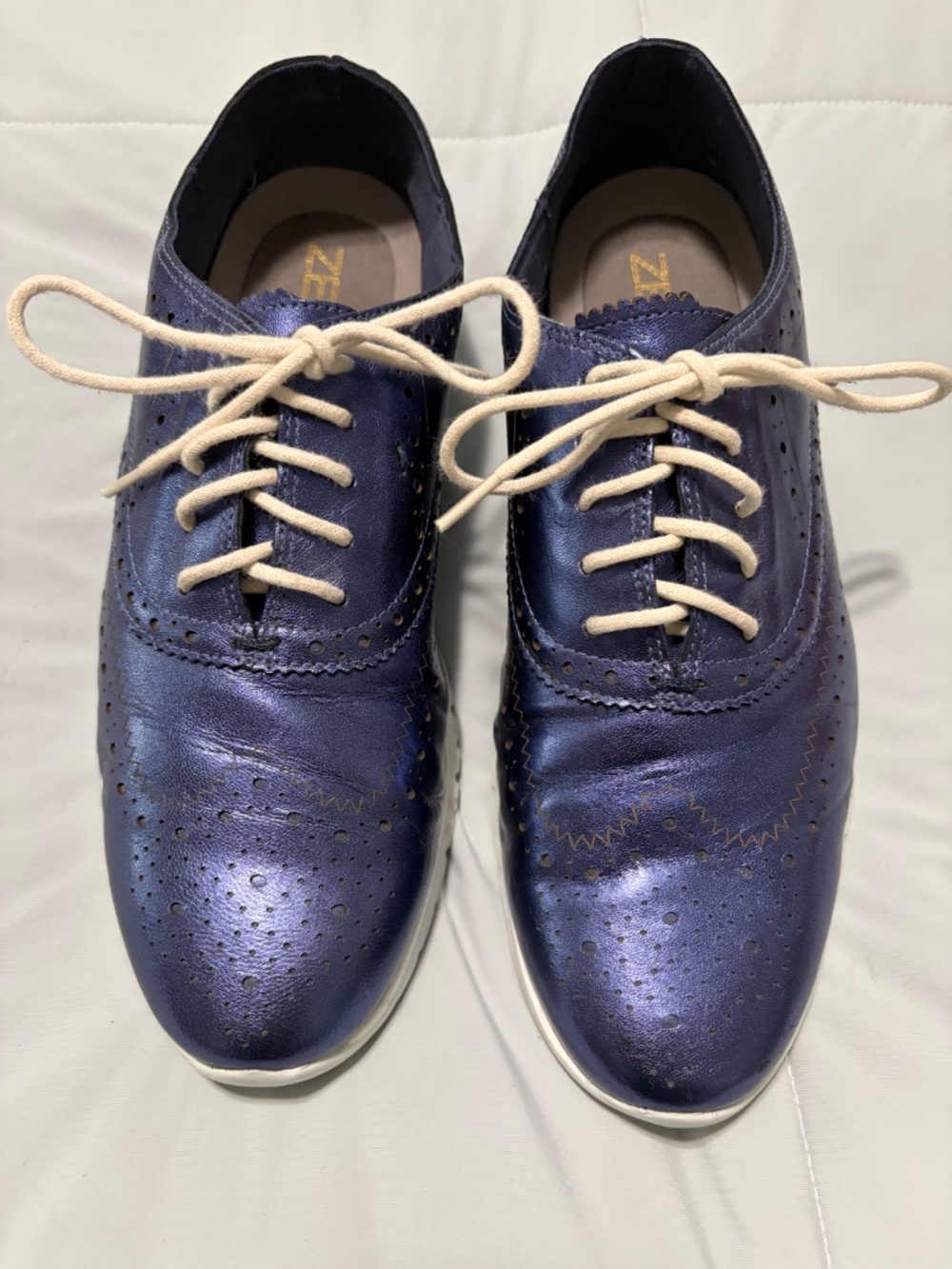 Cole Haan ZERØGRAND Metallic Blue Wingtip Oxfords Women’s 8.5 B
